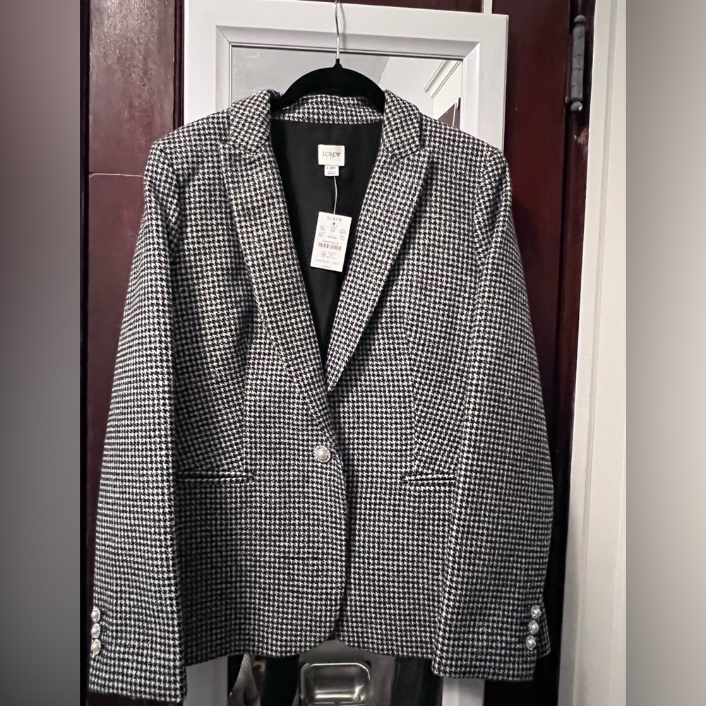 J.Crew Black and White Patterned Metallic threading Blazer - Picture 2 of 4